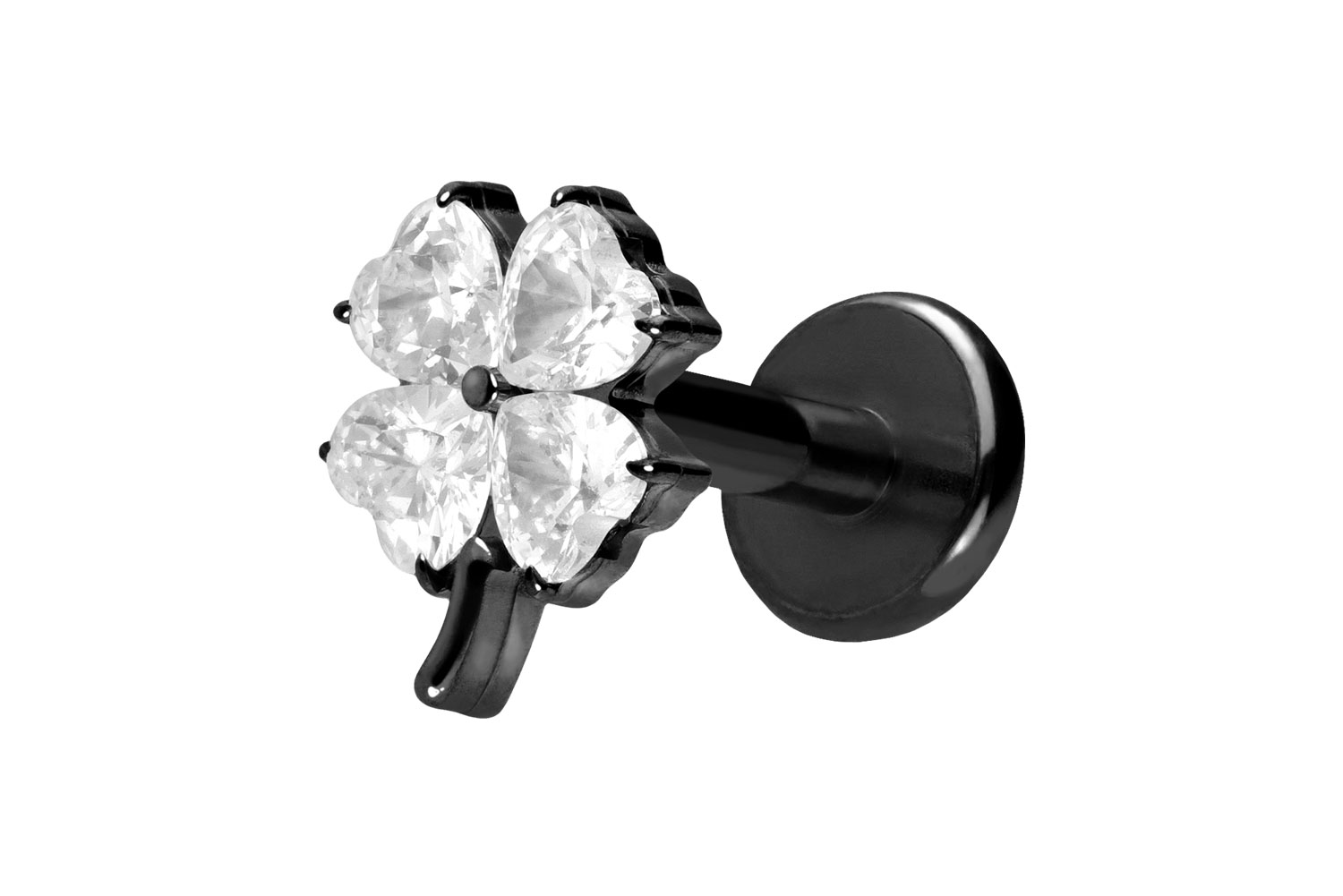 Titan Labret Piercing mit Push Fit KRISTALLKLEEBLATT